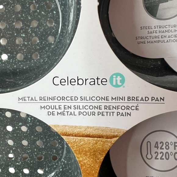 NEW Celebrate It Metal Reinforced Silicone‎ Mini Bread Pan - Picture 2 of 10